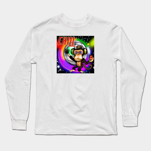 CHILL MONKEY DJ RAVE Long Sleeve T-Shirt by EmoteYourself